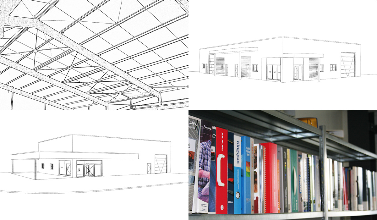 Exemple de réalisation d'une étude d'une charpente métallique sur un bâtiment industriel par le bureau d'étude de Tradibat