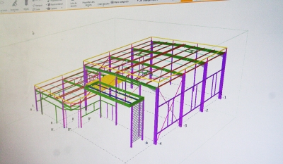 Vue 3D en CAO d'un bâtiment clos couvert