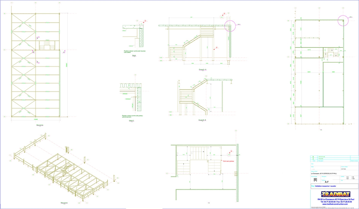 Plan de validation d&#039;une mezzanine avec escalier